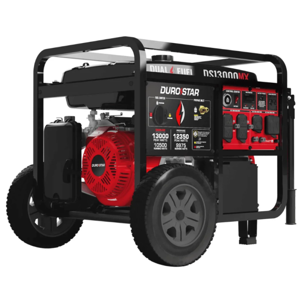 13000-Watt Push Button Start Dual Fuel Gas And Propane Powered Portable Generator With CO Shutown Sensor 50Amp Outlet